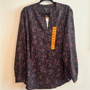 Hilary Radley Black Floral Blouse